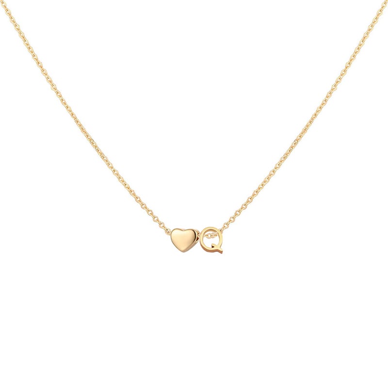 Glimmerst Initial Heart Necklace 18K Gold Plated Stainless Steel Tiny Heart Letter Q Necklace Personalized Monogram Name Necklace for Women - Image 1